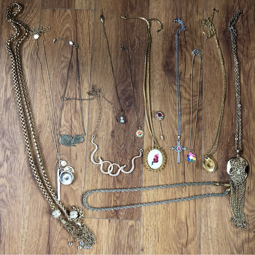 Vintage Gold Tone/Petite Point Jewelry
